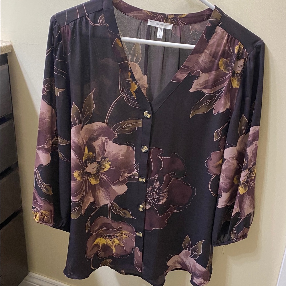Maurices Purple and Gold Floral Top